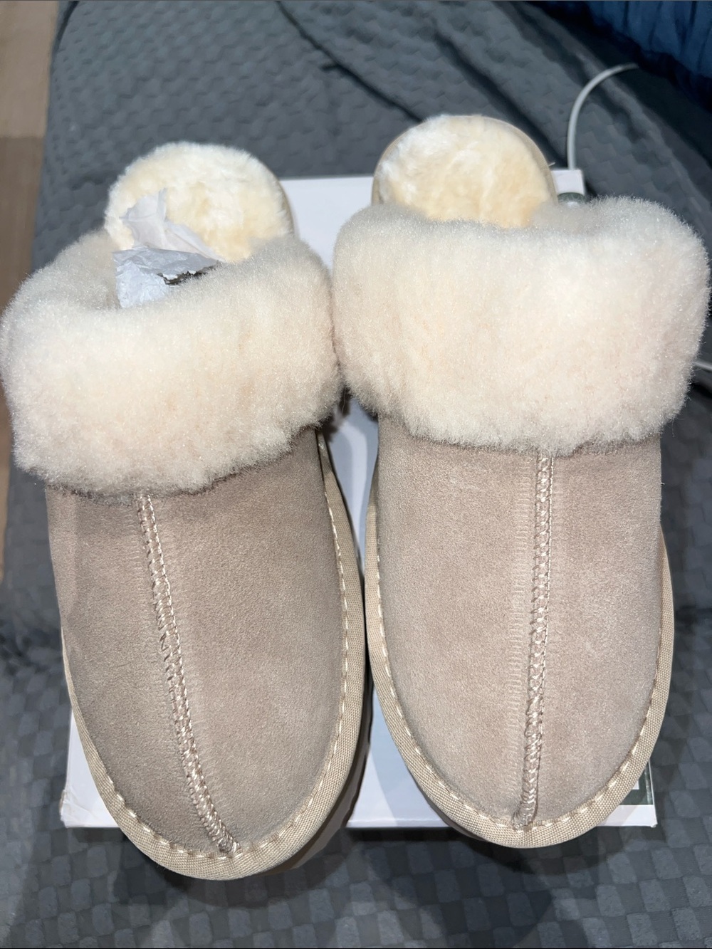 Creme tan Cozy Faux-Shearling Clog Slippers in Beige